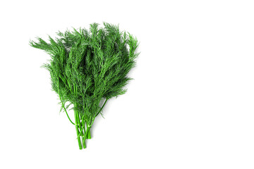 A bunch of dill on a white background.