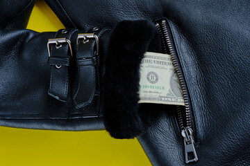 Black leather jacket and a banknote in my pocket