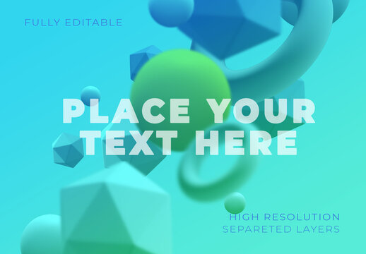 Composition of Blurred Pastel Shapes on Light Blue Background Mockup
