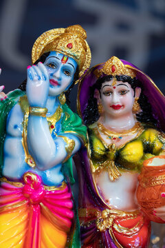 Statue Of Hindu God Shri Krishna Also Known As Sri Krushna Kanha Kanhaiya Govinda And His Love Radha Or Radhika. Radhakrishna Is Symbol Of Eternal Love And Sacrifice. Hindu Worship Them On Janmashtami