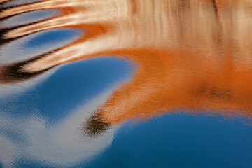 USA, Utah, Glen Canyon National Recreation Area. Boat wake patterns.