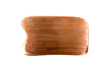 Jade guasha for spa treatments, massage stone on white background.Isolated.Chinese traditional massage - Gua Sha with stone.Jade massage scraper, gemstone .