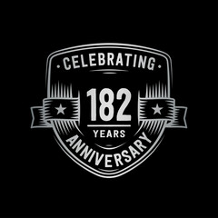 182 years anniversary celebration shield design template. Vector and illustration