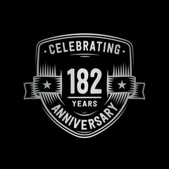 182 years anniversary celebration shield design template. Vector and illustration