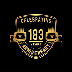 183 years anniversary celebration shield design template. Vector and illustration