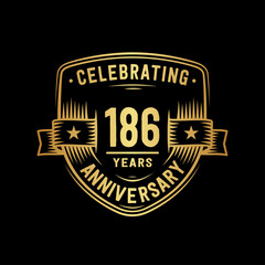 186 years anniversary celebration shield design template. Vector and illustration