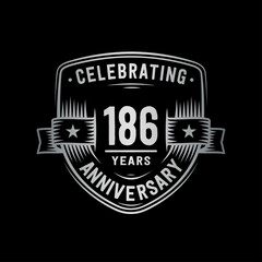 186 years anniversary celebration shield design template. Vector and illustration