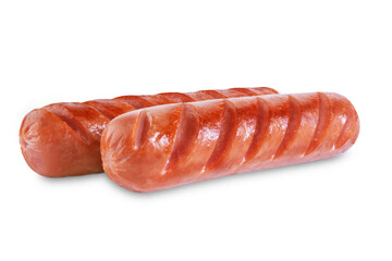 Fried hot sausage on a white isolated background