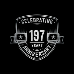 197 years anniversary celebration shield design template. Vector and illustration