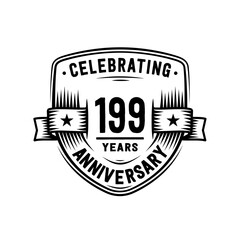 199 years anniversary celebration shield design template. Vector and illustration