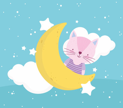 cute cat moon