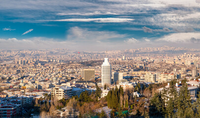 Ankara, Turkey-January 18 2020: Panoramic view of Ankara city in winter time - obrazy, fototapety, plakaty