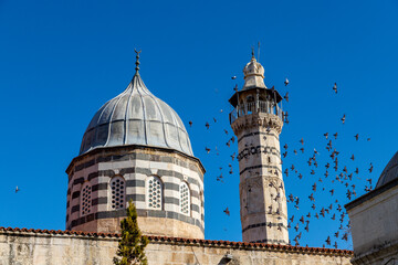 Ulu Mosque and Ziyapasa Park view in Adana. Adana is the biggest city of Cukurova Region in the Turkey.
