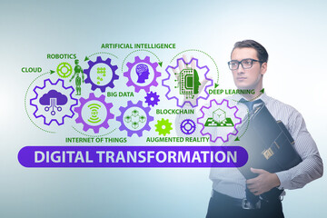 Businessman in digital transformation concept
