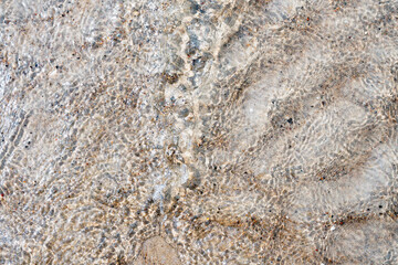 Aerial view of the waves on the seashore.