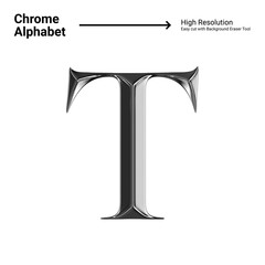 3D Chrome Metal Letter - T