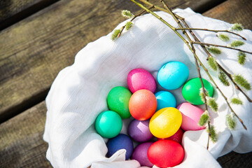 Traditional colorful eggs on Easter