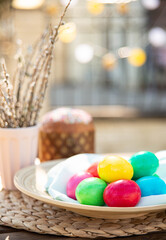 Fototapeta na wymiar Traditional colorful eggs on Easter
