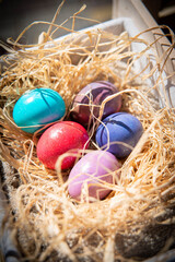 Traditional colorful eggs on Easter