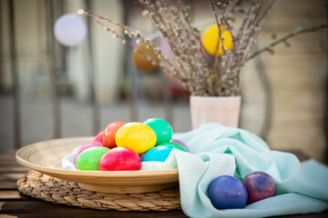 Traditional colorful eggs on Easter
