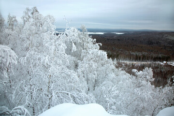 Ski resort in winter, Wolf Mountain in the middle Ural Russia.