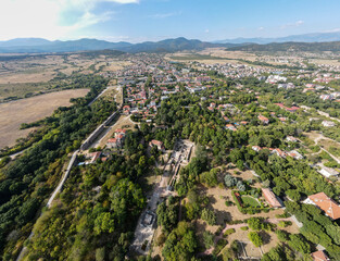 Fototapeta na wymiar Aerial panorama of town of Hisarya, Bulgaria