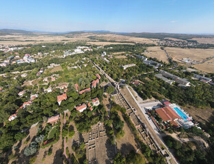 Aerial panorama of town of Hisarya, Bulgaria