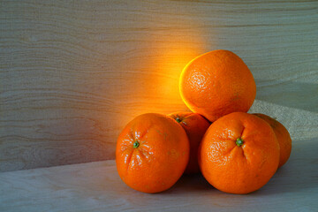Ripe orange clementine fruit in winter