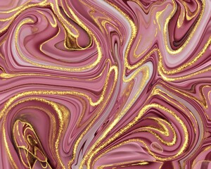 Obraz premium Pastel pink with gold alcohol ink, mixed acrylic paints. Modern fluid art. Paint marble texture, marble texture