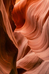 Look of water shaped smooth sandstone walls to unusual curves and adges in antelope national park in arizona, america