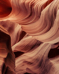Look of water shaped smooth sandstone walls to unusual curves and adges in antelope national park in arizona, america