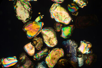 Abstract micrograph of sand grains from Cape Cod, Massachusetts.