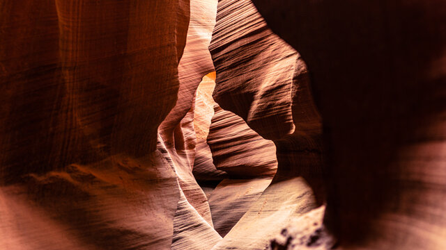 Look of water shaped smooth sandstone walls to unusual curves and adges in antelope national park in arizona, america