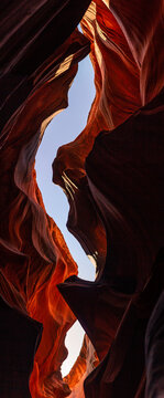 Look of water shaped smooth sandstone walls to unusual curves and adges in antelope national park in arizona, america