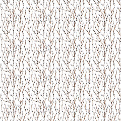 Willow seals seamless pattern watercolor illustration on white background