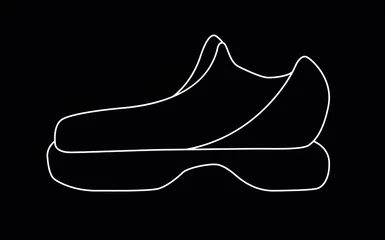 Behangcirkel sneakers fashion woman contour white on black background © Ihor