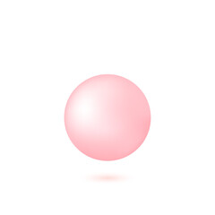 Elegant 3d pink pearl. Festive design element on transparent background. Vector illustration.