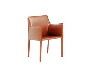 3d rendering of an isolated modern red leather  dining armchair