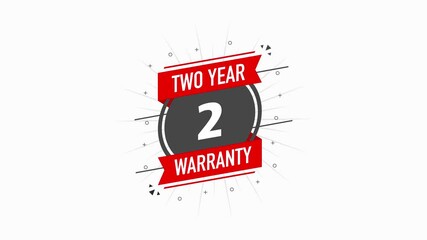 Red warranty stamp. Two year warranty. Flat design. Check mark icon. Checklist document. Shield icon. Quality mark. Motion graphic.