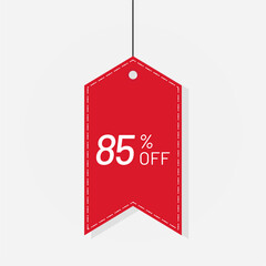 Tag red sale discount label 85 off Vector