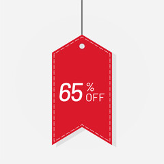 Tag red sale discount label 65 off Vector
