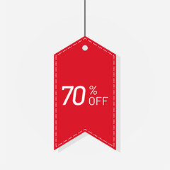 Tag red sale discount label 70 off Vector