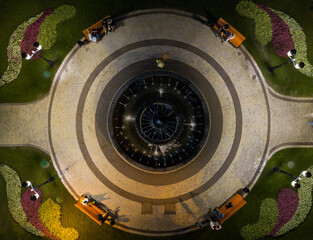 Green Park, people on the bench. View from above.