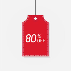 Desain Tag sale red discount label 80 off Vector