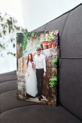 Canvas print stretched on frame with gallery wrap, wedding photography