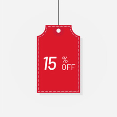 Desain Tag sale red discount label 15 off Vector