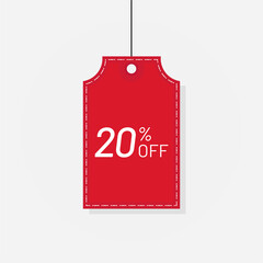 Desain Tag sale red discount label 20 off Vector