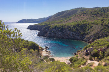 Fototapeta na wymiar Beach of cala d'en Serra in Ibiza (Spain)