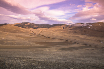 landscape with mountain at the sunset