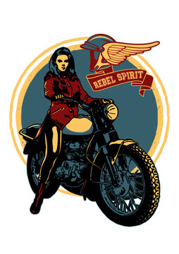 Woman girl on motorcycle